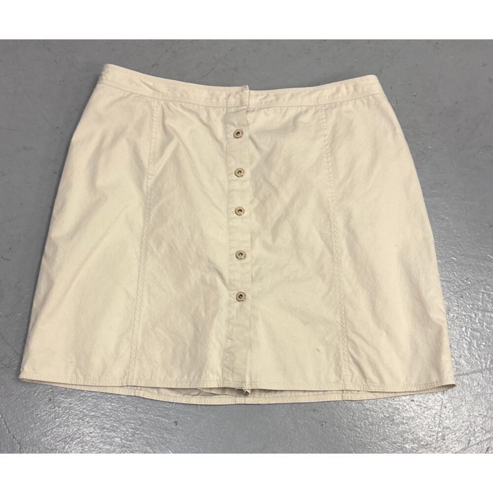 Kate Hill Cream Mini Skirt Double Layer Button Front 16W 100% Cotton